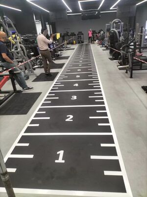 Kunstrasen mit hoher Dichte für HYROX & SLED-Sportarten mit individuellem Logo und einfacher Pflege